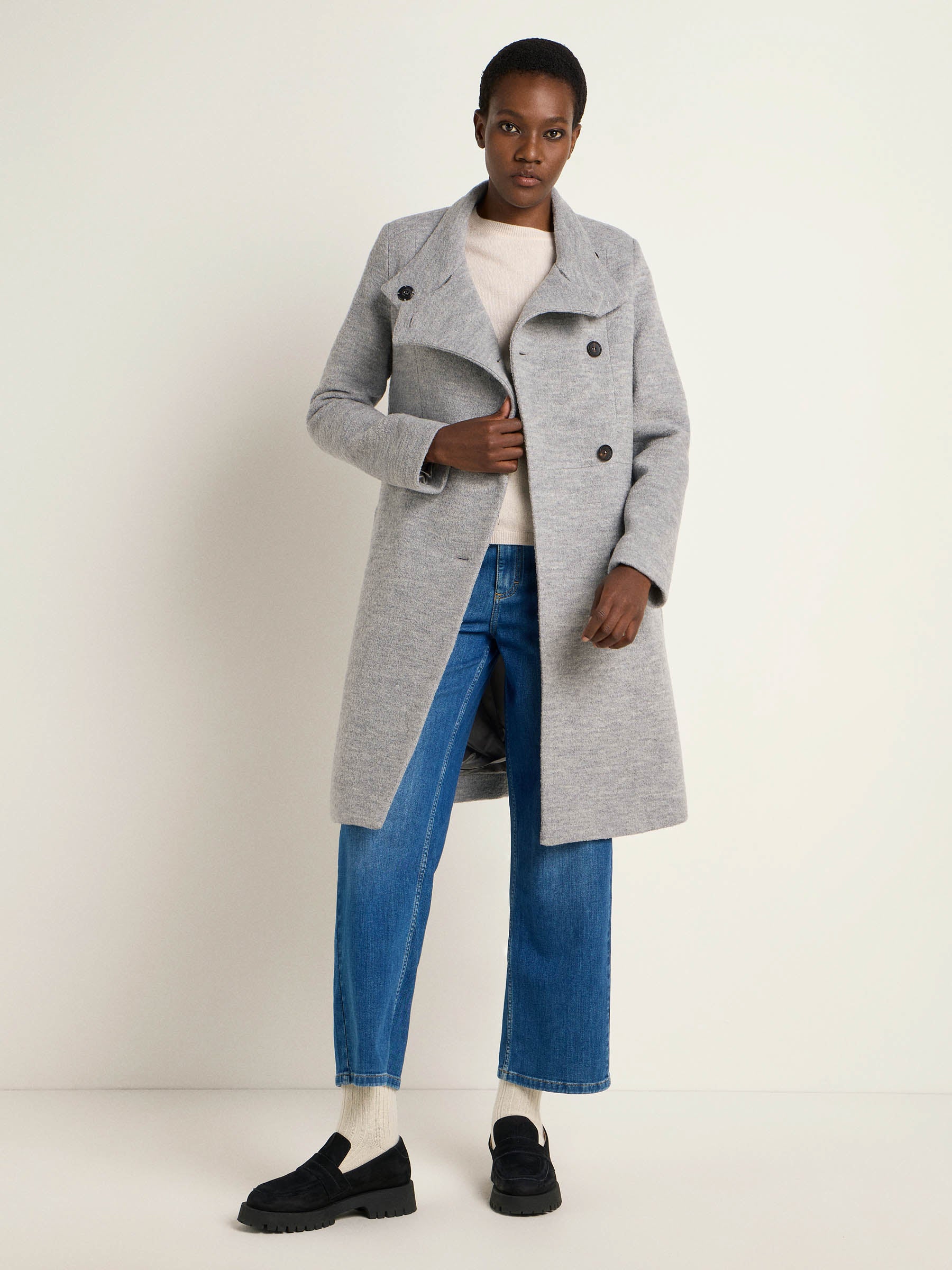 Kurzmantel Filz Wollmantel Damen Klassische Damen Strickjacke