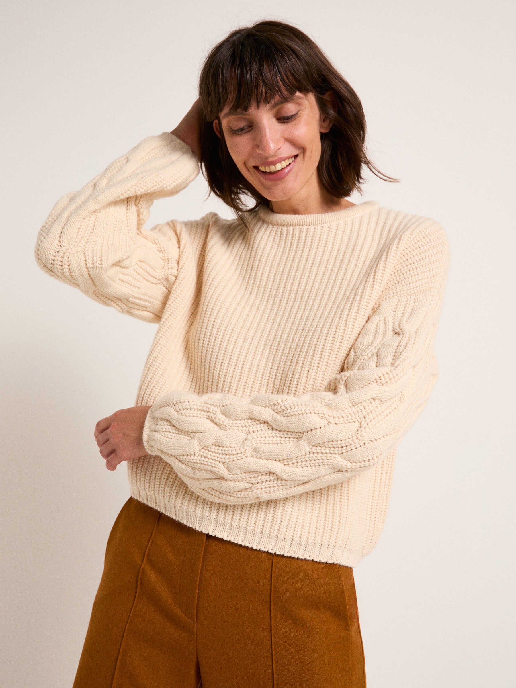 Pullover mit Zopfmuster (GOTS)