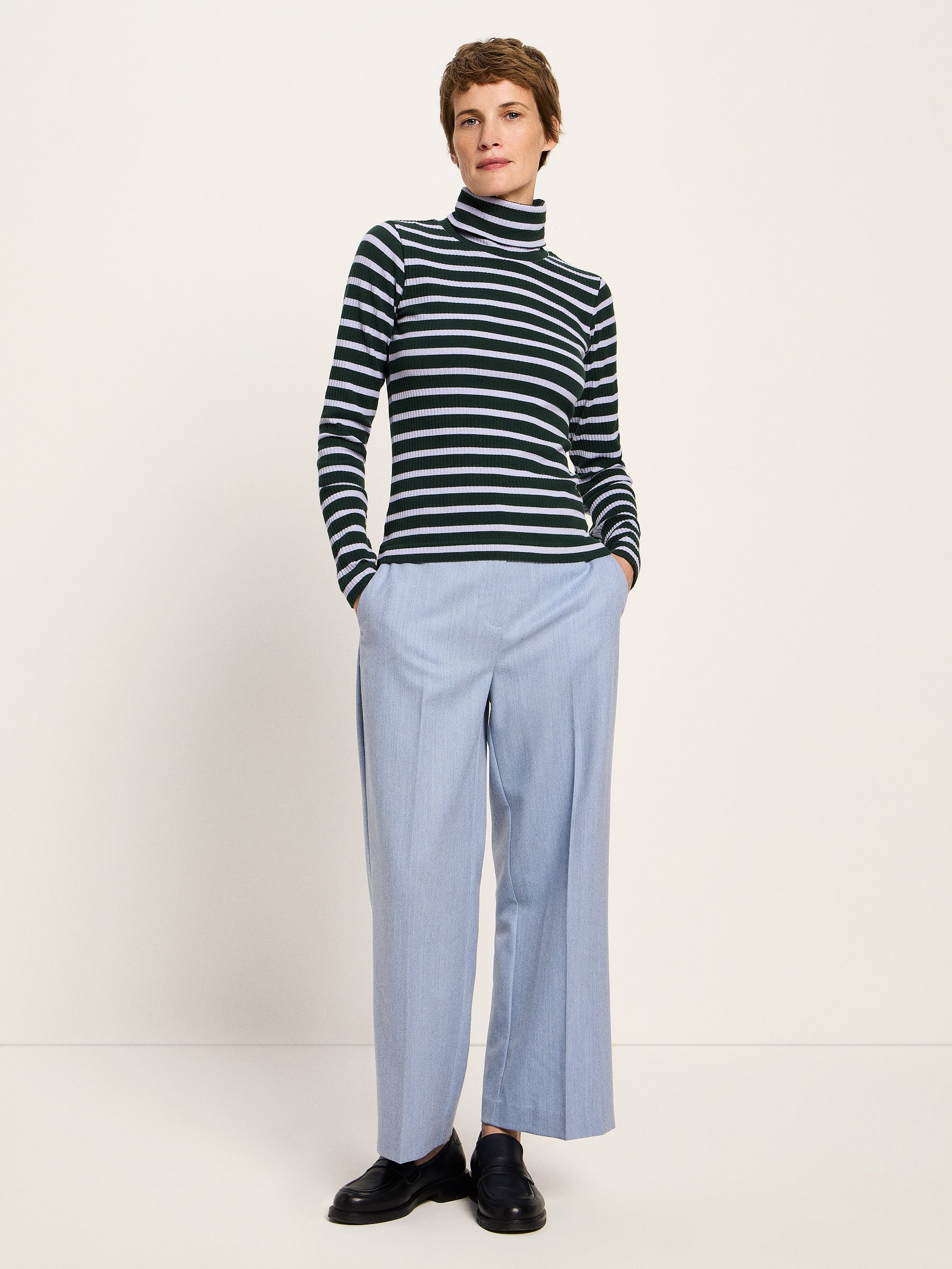 Turtleneck shirt in ribbed look (GOTS)