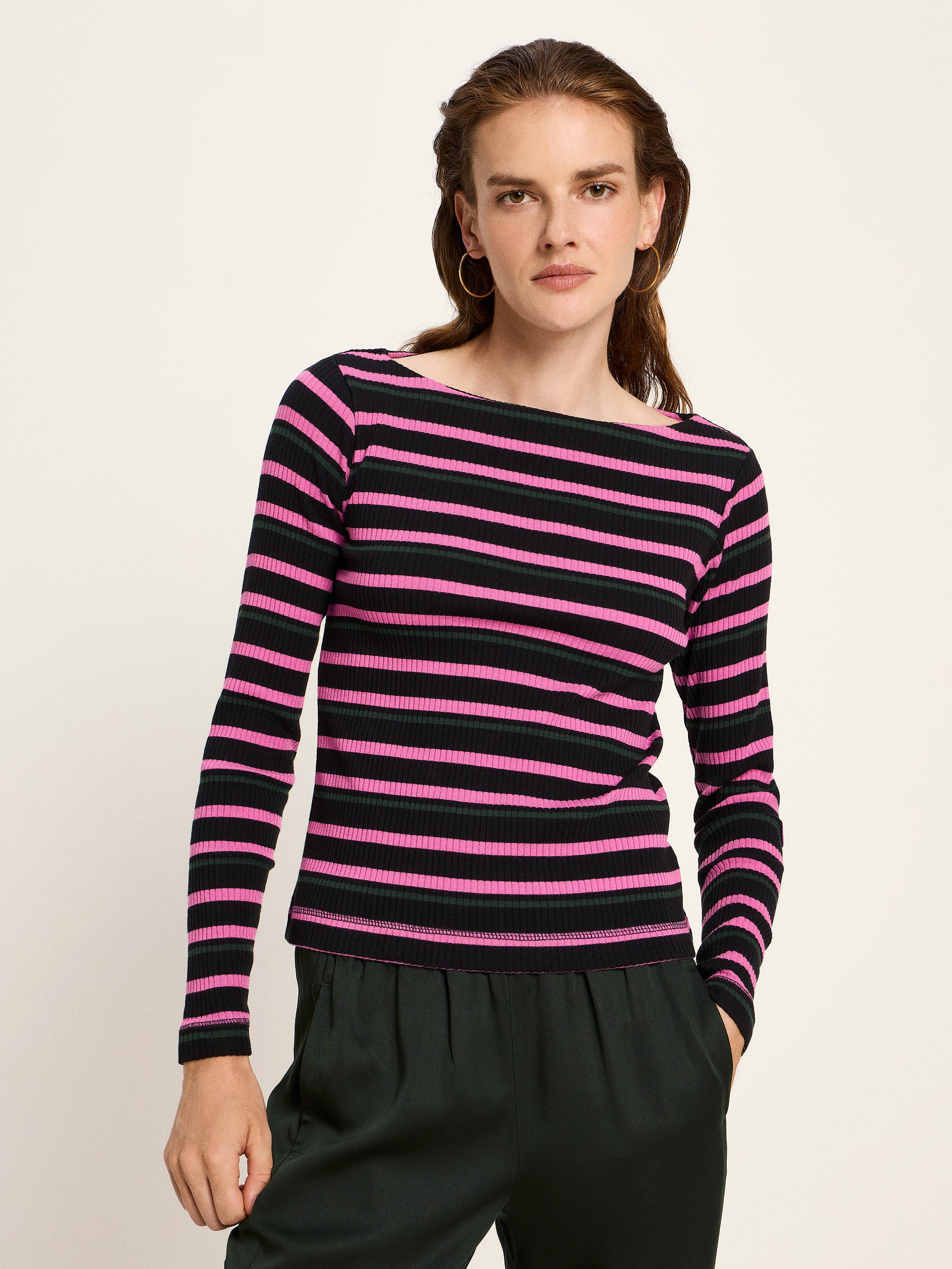Boat neck shirt with stripes (GOTS)