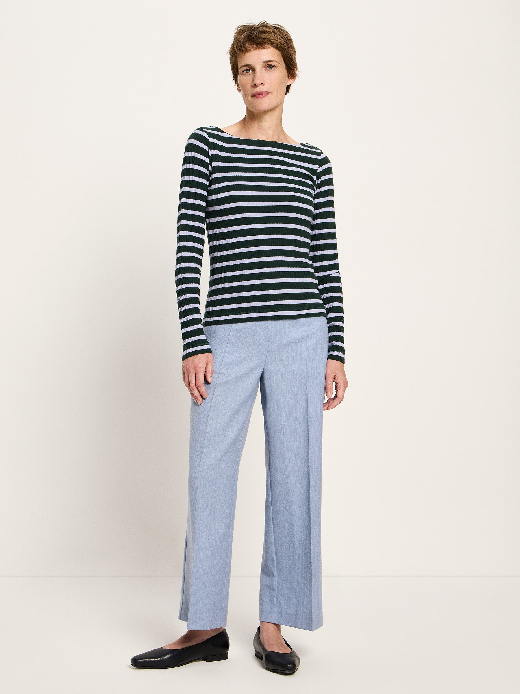Boat neck shirt with stripes (GOTS)