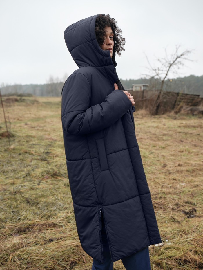 Padded coat recycled polyester- atlantic