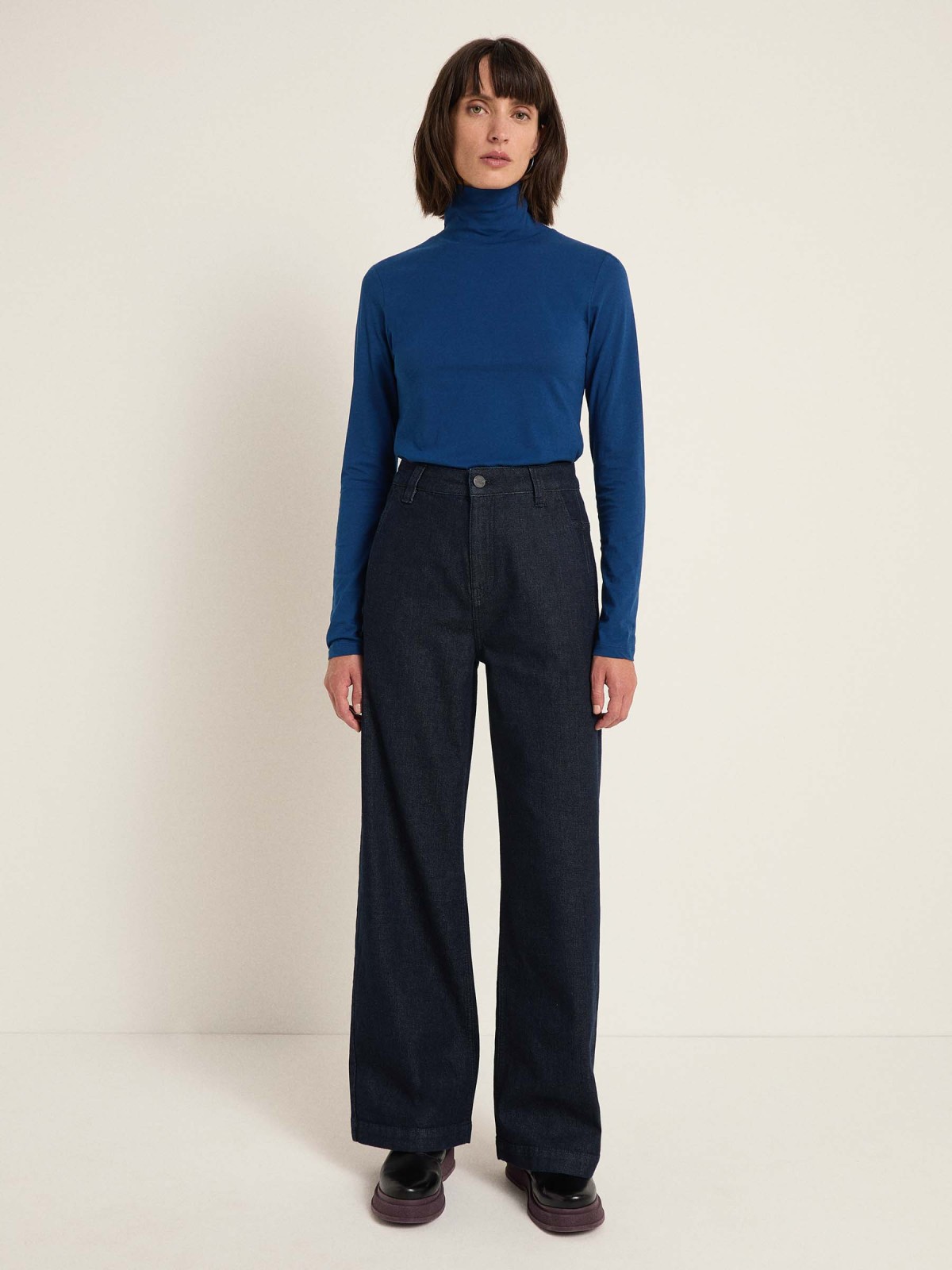 High-waist Marlene jeans in organic cotton - dark blue denim
