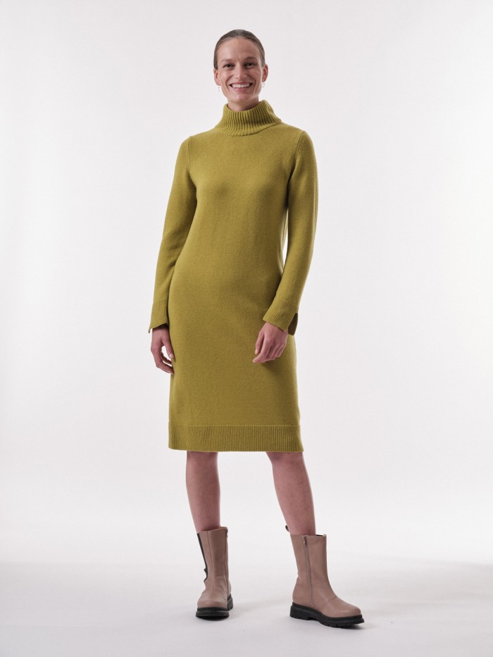Organic Merino Wool Stand Up Collar Dress