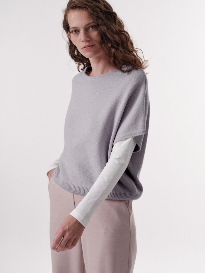 Sweater made from organic cotton & new wool - grey melange