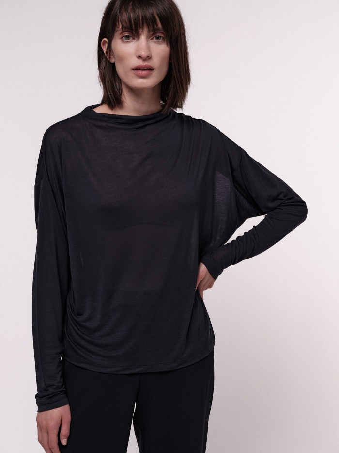 shirt with stand-up collar in TENCEL™ Lyocell with SEACELL™