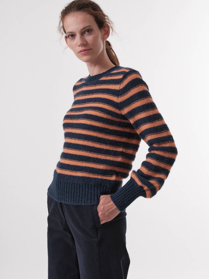Alpaca wool striped sweater - atlantic
