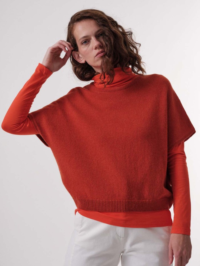 Sweater made from organic cotton & new wool - lava melange