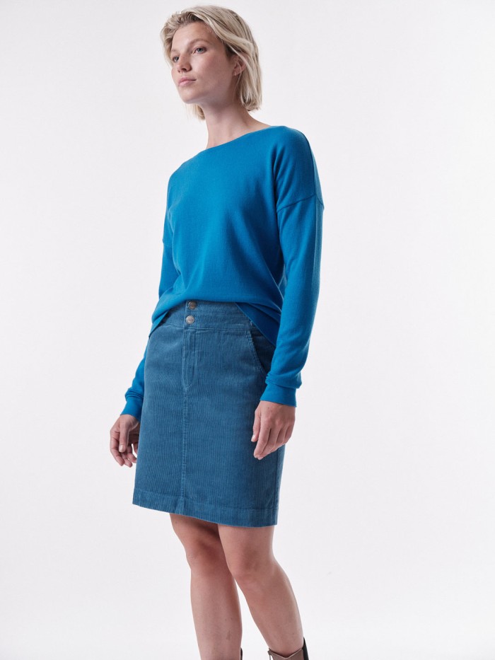 Cord skirt made of organic hemp & cotton - lagoon blue