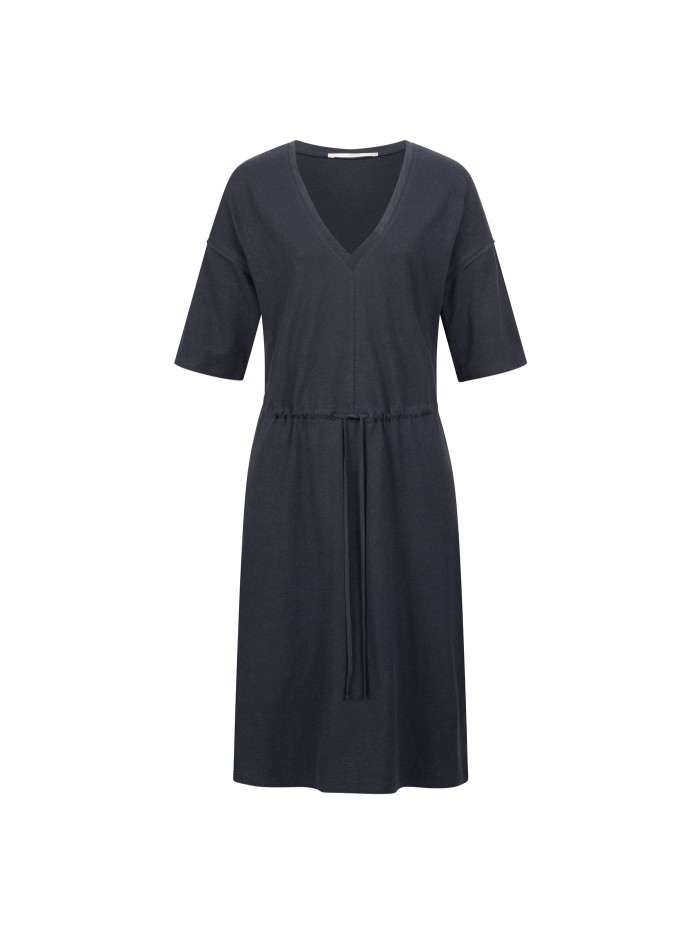 Kleid mit V-Ausschnitt aus Hanf & Bio-Baumwolle 