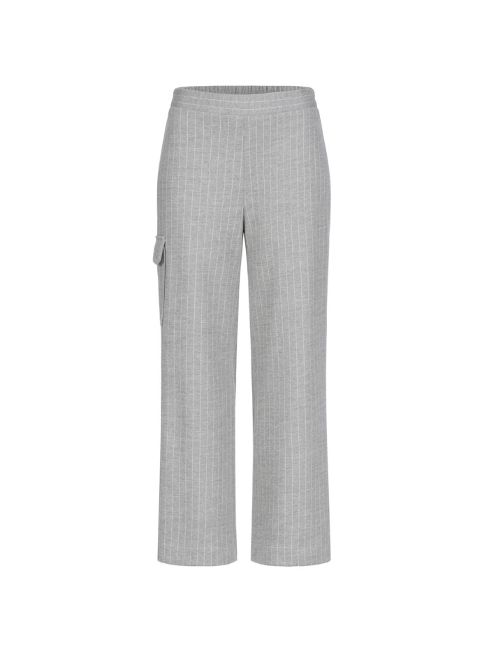 Striped culottes with pinstripes made from organic cotton and pure new wool - grey