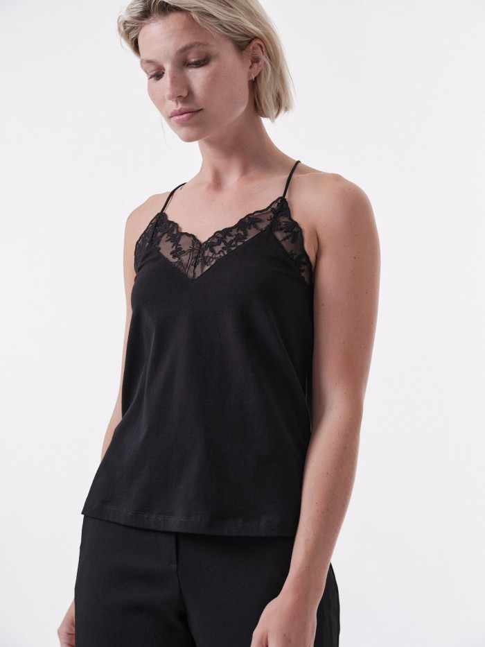 Lace Top made from organic cotton (kbA) - black