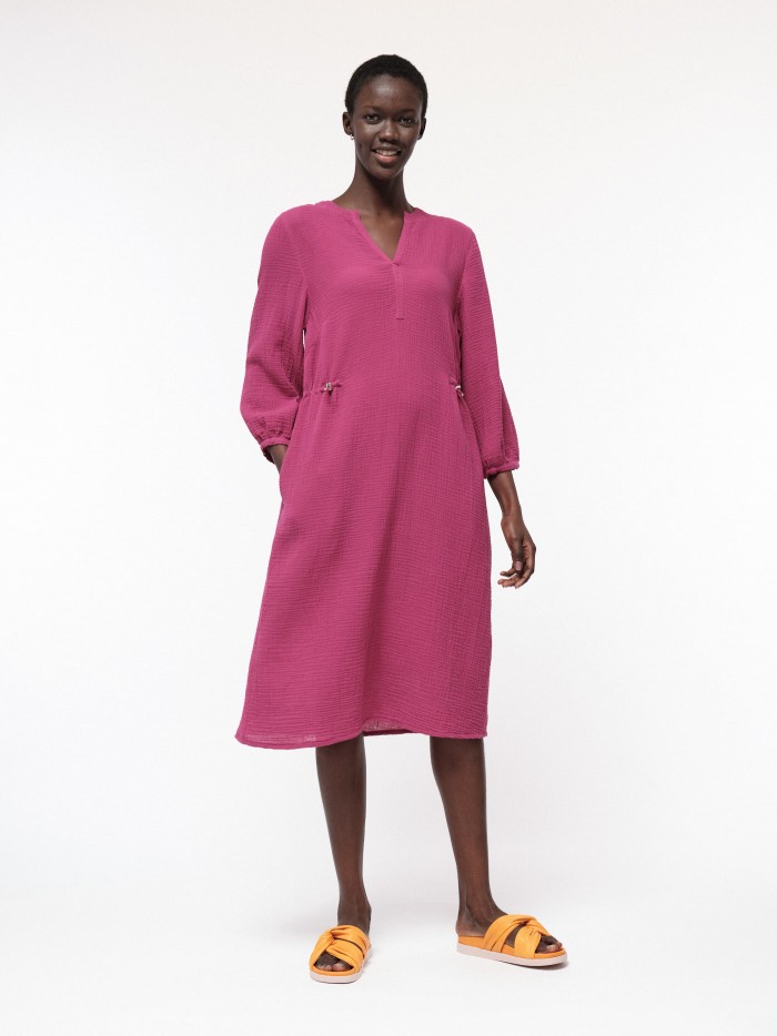 Midi dress with structure in organic cotton