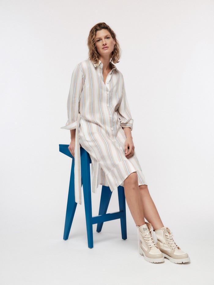 Shirt blouse dress in linen with TENCEL™ & ECOVERO™