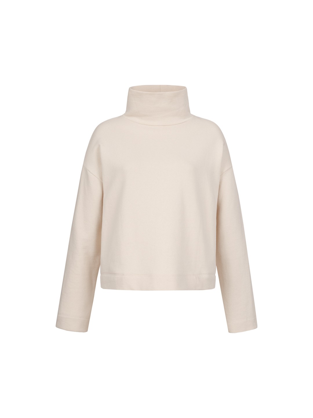 Velvet sweatshirt with stand-up collar made of organic cotton - natural 