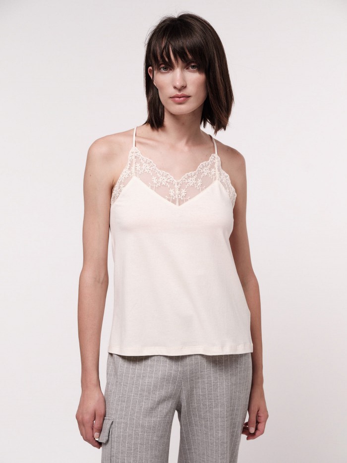 Lingerie top made of cotton from controlled organic cultivation