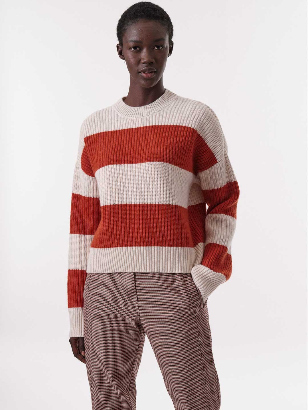Colourblock sweater from organic cotton & wool