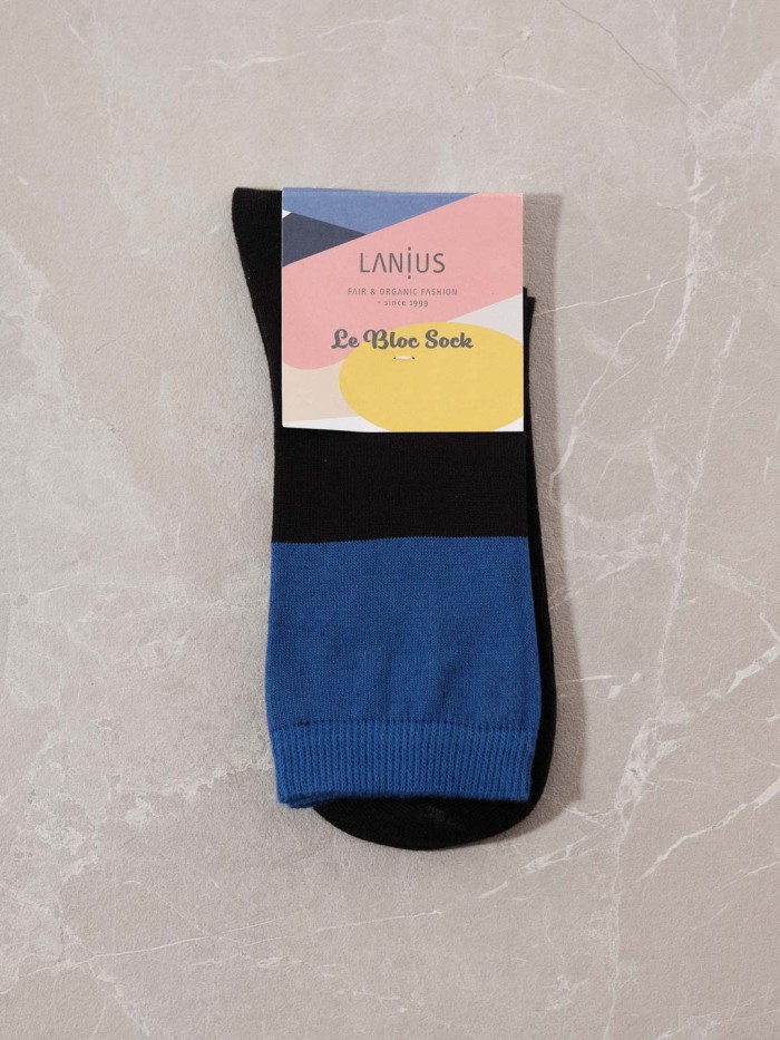 Organic cotton socks -lagoon-blue-black