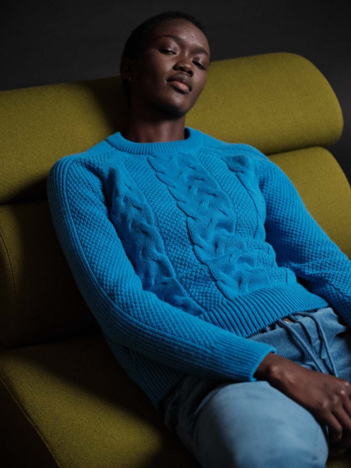 Organic cotton & organic new wool sweater - lagoon blue