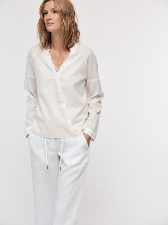 Organic cotton wrap blouse