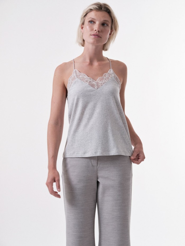 Lace top made from organic cotton (kbA) - grey melange