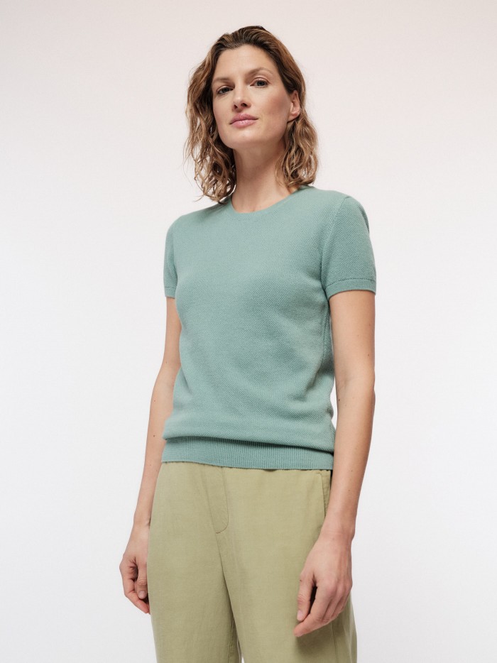 Summery organic cotton short sleeve sweater