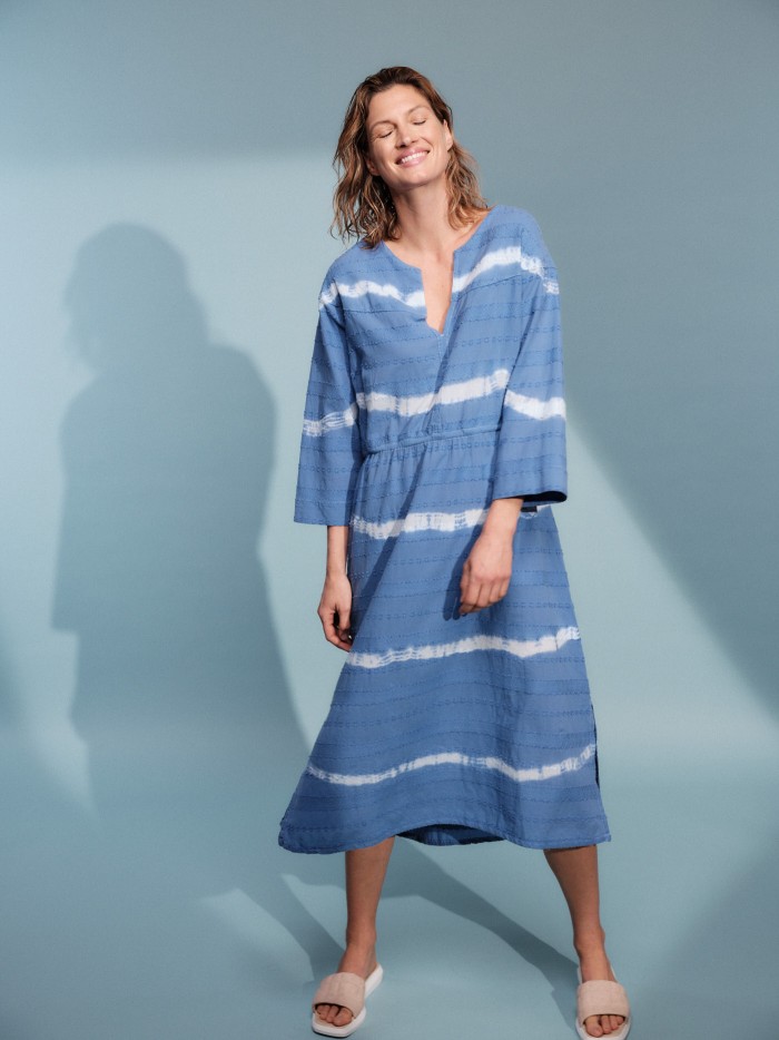 High quality jacquard dress with stripes in organic cotton
