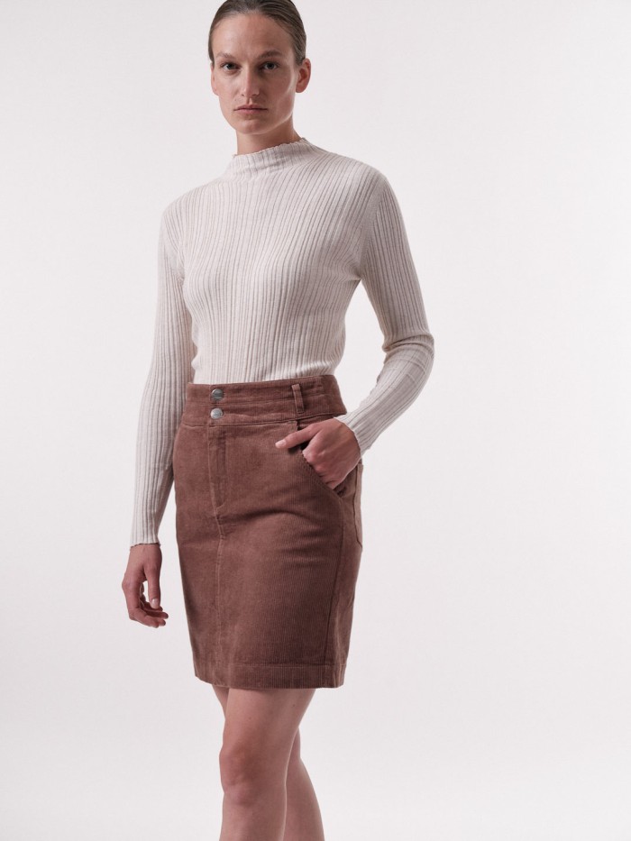 Cord skirt made of organic hemp & cotton - nougat