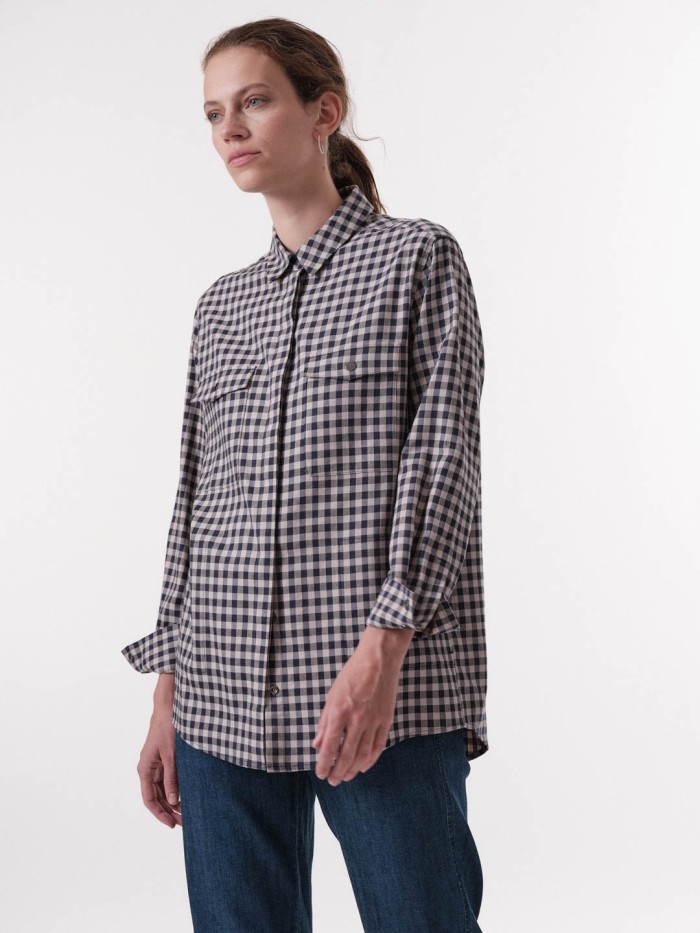 Oversized checked shirt made of organic cotton & viscose