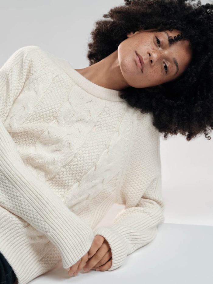 Sweater made of organic cotton & organic new wool - off-white
