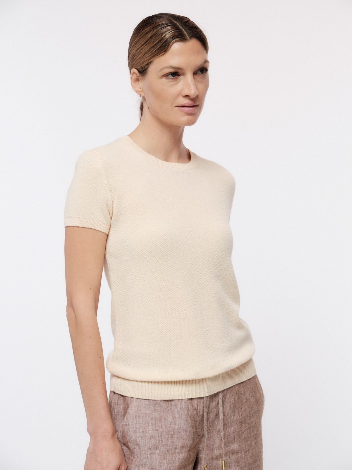 Summery organic cotton short sleeve sweater