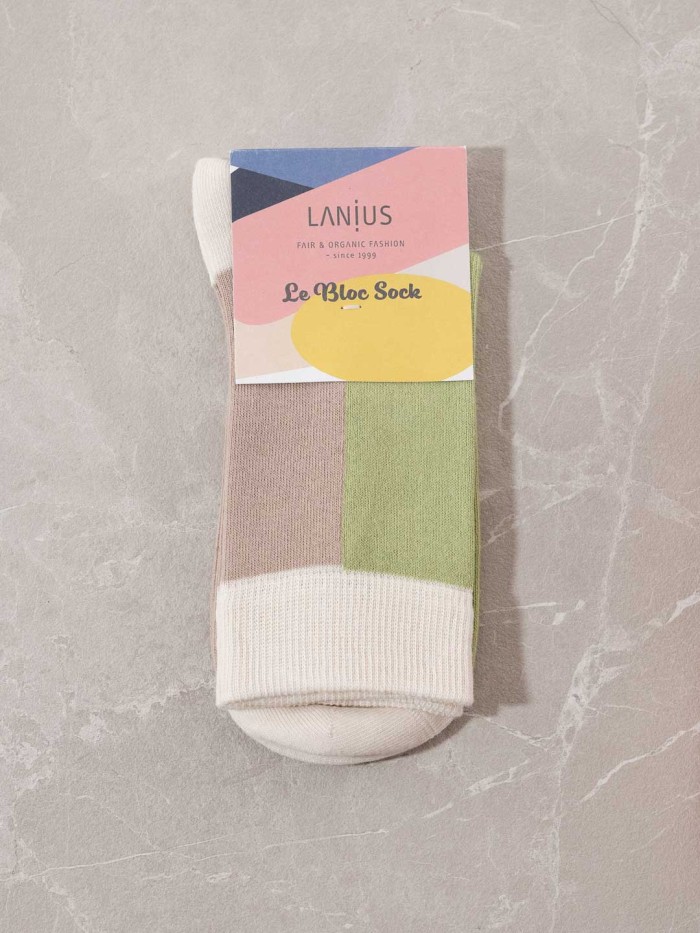 Colourblock-Socken aus Bio-Baumwolle -lemon-beige