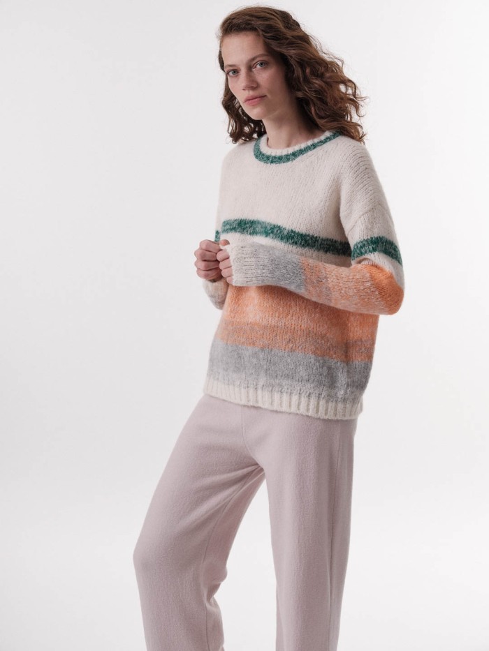 Colourblock knitted jumper in alpaca wool
