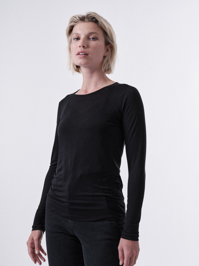 Damen-Langarmshirt aus Tencel & Seacell - black