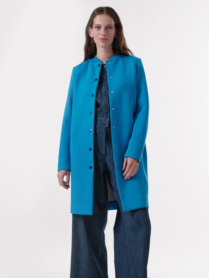 Doubleface coat in organic cotton and TENCEL™- lagoon-blue