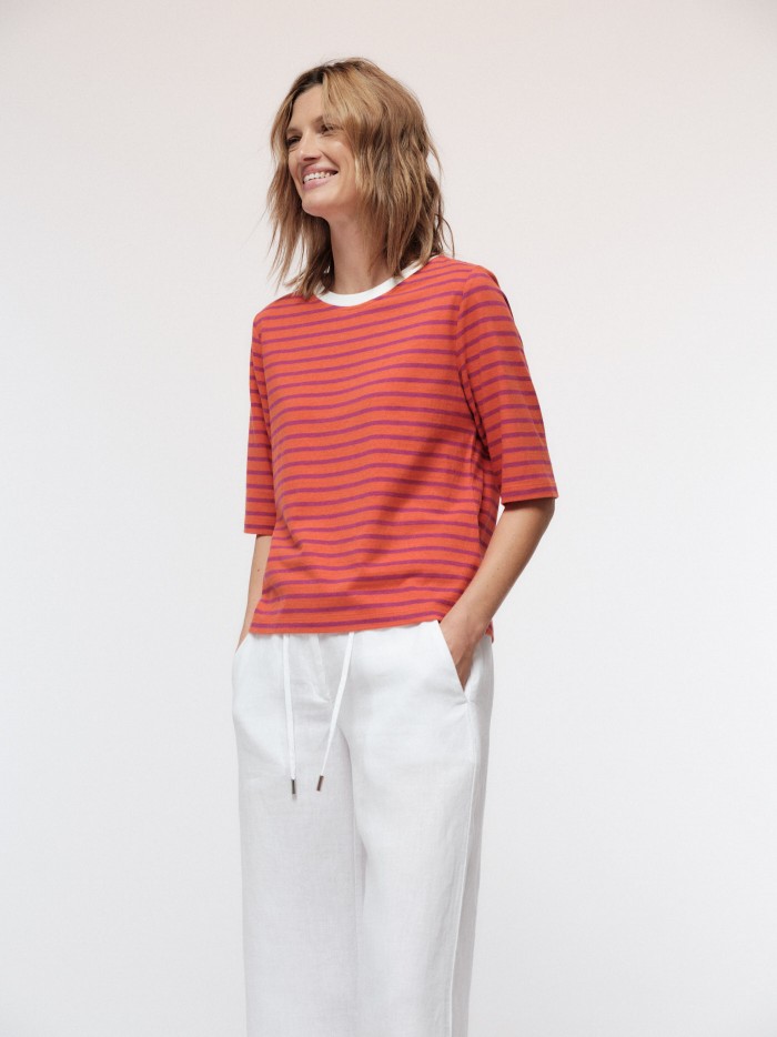 Organic Cotton & Hemp Stripe Short Sleeve Shirt