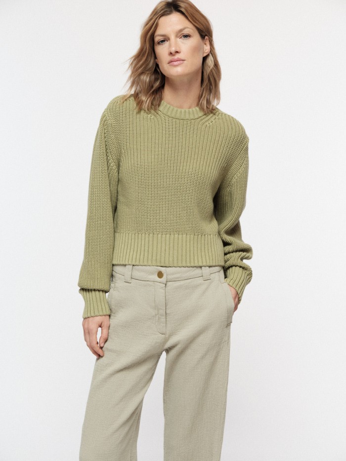 Soft organic cotton chunky knit sweater