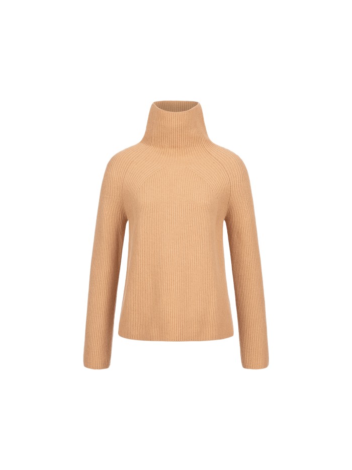 Ribbed sweater with stand up collar