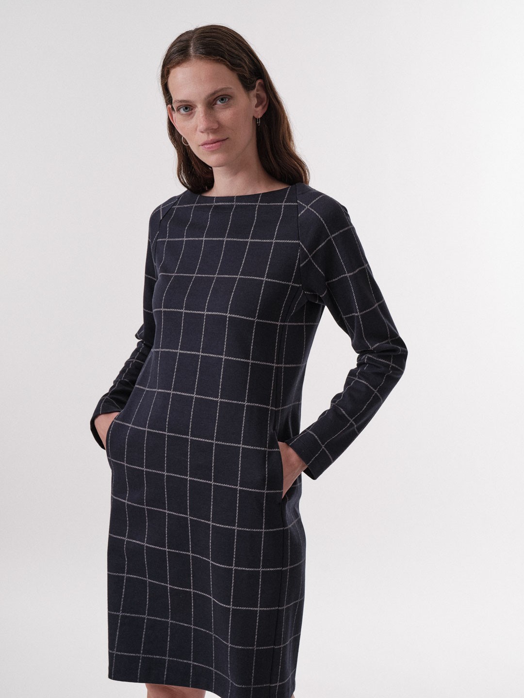 Kleid mit Karo-Muster aus Bio-Baumwolle, Bio-Schurwolle - atlantic