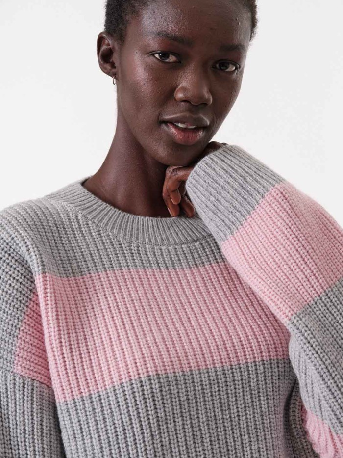 Colourblock sweater from organic cotton & wool