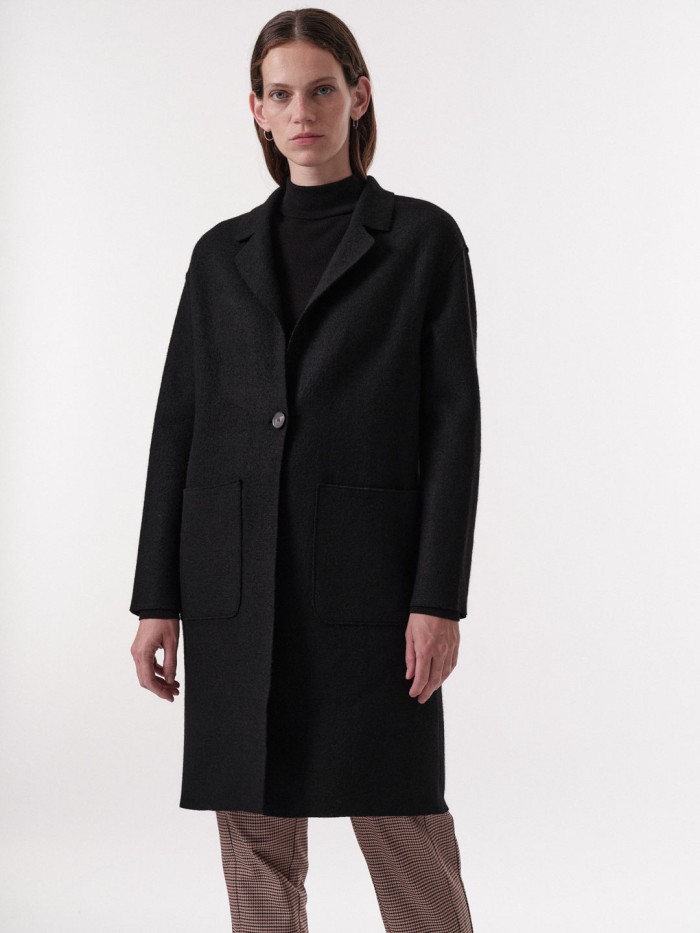 Walk coat with lapel - bio cotton - black