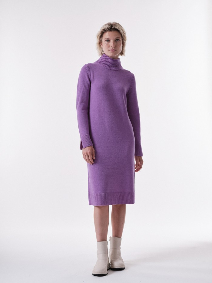 Organic Merino Wool Stand Up Collar Dress