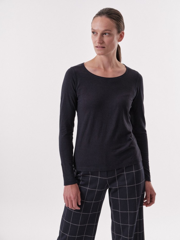 Organic hemp & cotton long sleeve shirt - atlantic
